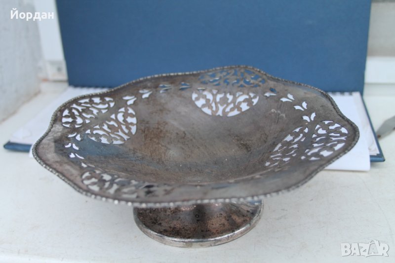  Посребрена англииска фруктиера, снимка 1