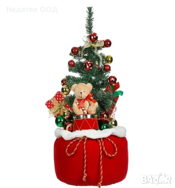 Коледна декоративна елха със светлини, Червен,  60 см, снимка 1