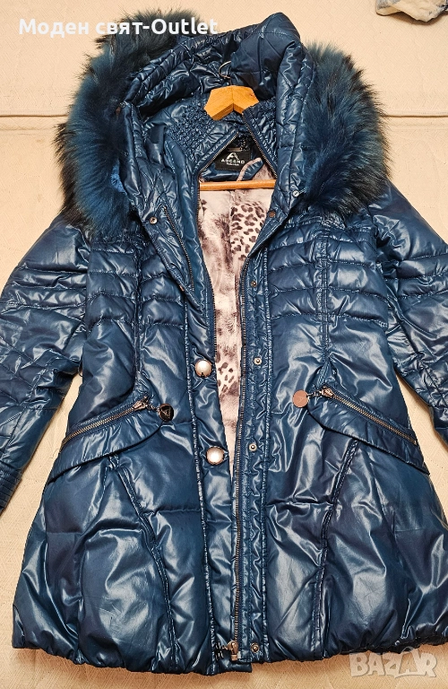 Страхотно яке с гъши пух и естествен косъм-лисица, снимка 1