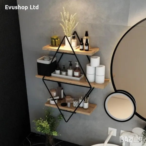 Стенна Етажерка дърво/метал Nordline, снимка 1