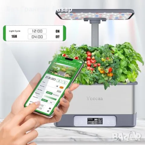 Нова Хидропонна система с LED светлина и управление през APP 8 гнезда, снимка 3 - Други стоки за дома - 48256547