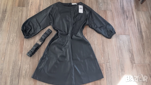 Нова!Mango кожена рокля с колан, снимка 3 - Рокли - 52244094