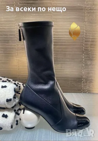 Chanel Елегантни Дамски Боти С Ток Перла И Дизайн - Различни Цветове Код SK2212, снимка 2 - Дамски боти - 56223609