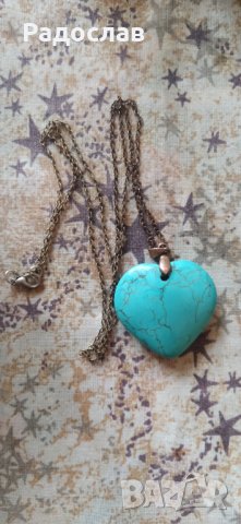 колие с голям тюркоаз, снимка 2 - Колиета, медальони, синджири - 44412201