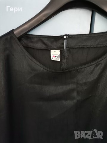 Черна сатенена блузка, снимка 2 - Туники - 41673500