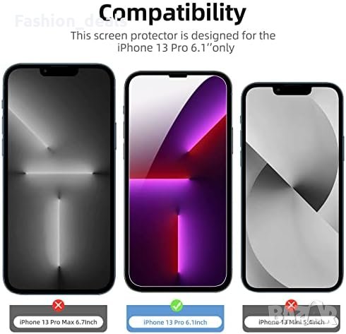 Нови 2 броя стъклен протектор за екран за iPhone 13 Pro + 2 протектора за обектив Айфон, снимка 4 - Аксесоари за Apple - 41950796