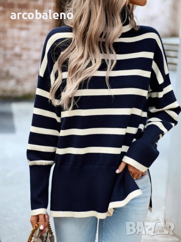 Нов дамски ежедневен плетен пуловер с кръгло деколте и дълъг ръкав, 5цвята, снимка 2 - Блузи с дълъг ръкав и пуловери - 44168489