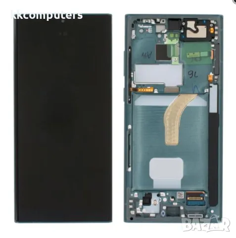 LCD Дисплей за Samsung SM-S908F S22 Ultra / GH82-27488D / 27489D / Тъч скрийн + рамка / Зелен / Ориг