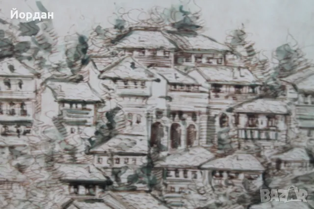 Стара картина ''Велико Търново'' 1997-ма г., снимка 3 - Картини - 47895318