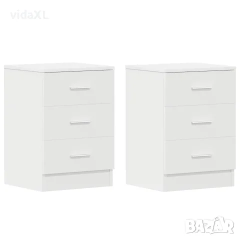vidaXL Нощни шкафчета, 2 бр, бели, 38x35x56 см, инженерно дърво