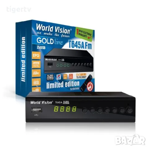 Приемник /декодер за цифрова ефирна кабелна телевизия World Vision T645A LAN FM H.265 HD, гаранция