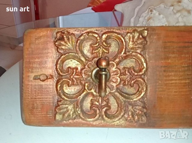 дървена закачалка с орнаменти в оранжево , снимка 9 - Декорация за дома - 41062256