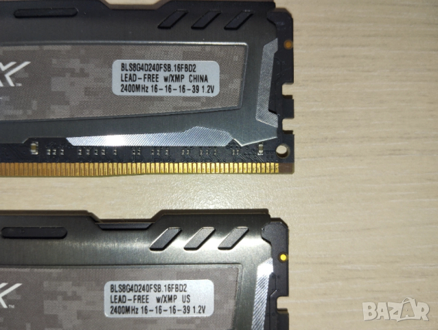 DDR4 32Gb ECC - (4 x 8Gb) Crucial Ballistix Sport 2400MHz PC4-19200, снимка 3 - RAM памет - 53565518