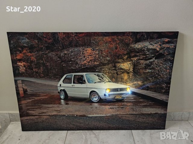 Светеща картина с LED осветление - VW Golf MK1 GTI , снимка 2 - Картини - 38761991
