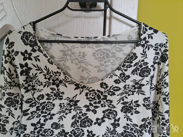 Дамска блуза черно и бяло трикотажна тънка, снимка 2 - Блузи с дълъг ръкав и пуловери - 47287544