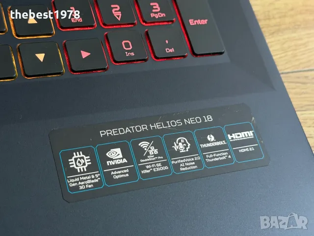 Acer Predator 18`Core i7-14650HX 32GB DDR5 1TB SSD RTX 4060 WQXGA 165Hz, снимка 3 - Лаптопи за игри - 56251442