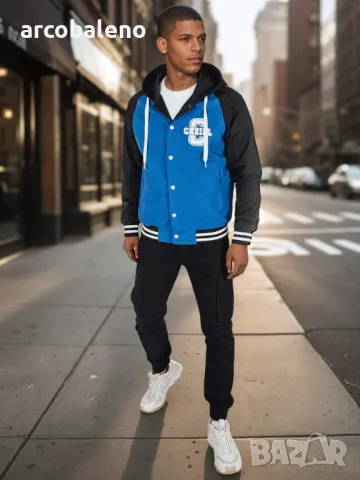 Мъжко двулицево бомбър яке с качулка, 2цвята , снимка 3 - Якета - 50282782