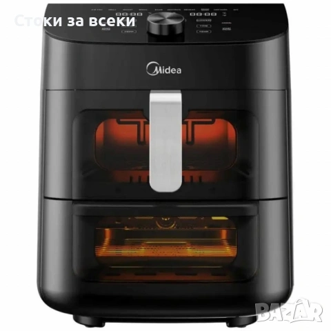 Еър Фрайър 2 в 1 - 11L - Midea MAD1100DADK-С две зони за готвене,10 програми, снимка 6 - Фритюрници - 53238543
