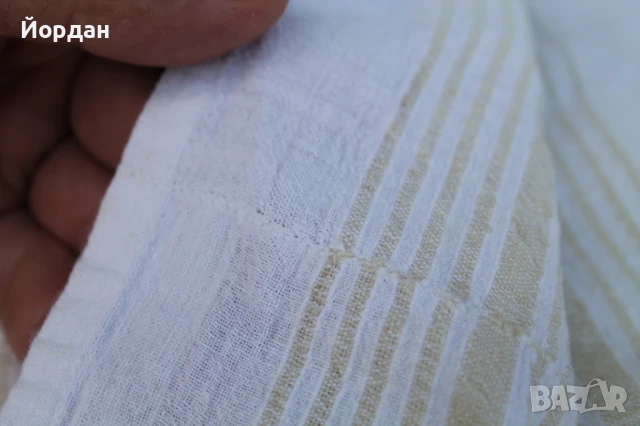 Ленен ръчнотъкан чаршав за легло с дантела, снимка 10 - Антикварни и старинни предмети - 50701879