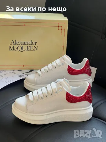 Alexander McQueen Дамски Бели Маратонки С Кристали👟Дамски Спортни Обувки С Камъни Код E190