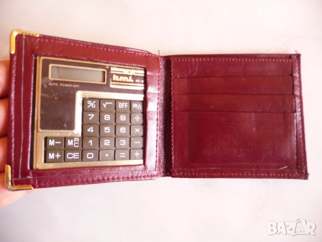 Стар портфейл с калкулатор кожен портмоне за пари карти ретро елка