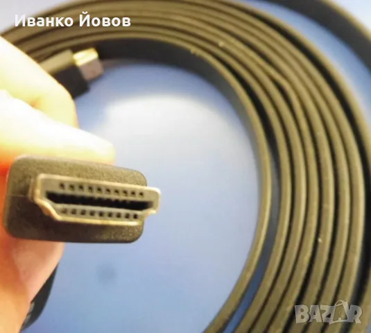 Високоскоростен HDMI мъжки / HDMI мъжки кабел, златен, Ethernet, плосък, дължина 5 м, снимка 4 - Кабели и адаптери - 55998852