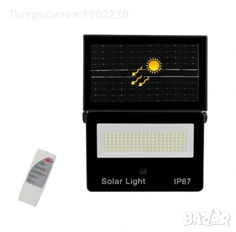 Соларен прожектор 100W -IP67 издръжлив на всякакви атмосферни условия , снимка 3 - Соларни лампи - 53066955
