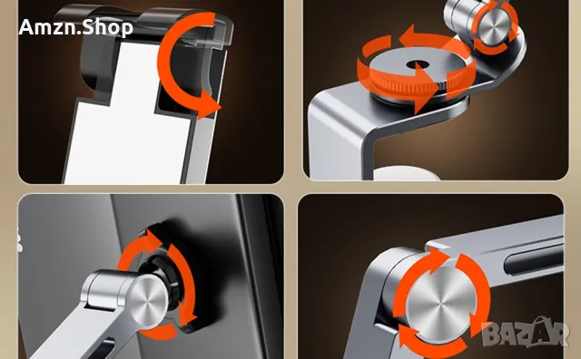 Регулируема сгъваема стойка за таблет телефон за бюро алуминиева 360°, снимка 11 - Селфи стикове, аксесоари - 49066251