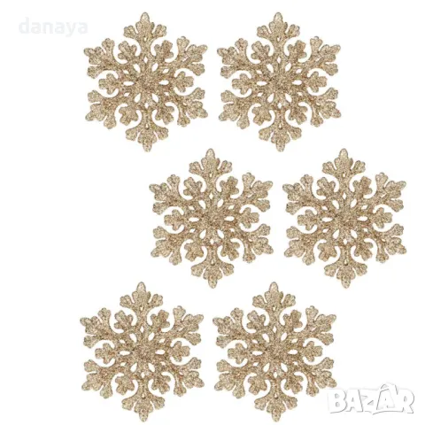 5344 Комплект коледни играчки за елха Снежинки, 6 броя, снимка 3 - Декорация за дома - 47615013