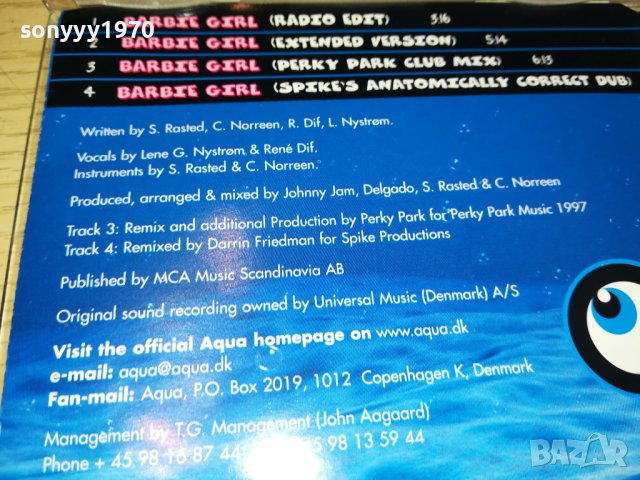 AQUA BARBIE GIRL CD 1304231225, снимка 17 - CD дискове - 40356241