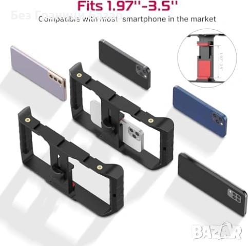 Нова Клетка стабилизатор за смартфон 3 cold shoe 2x 1/4” резба статив, снимка 8 - Чанти, стативи, аксесоари - 53744442