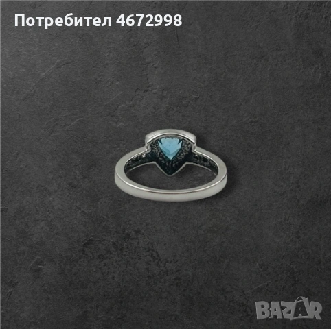 Пръстен от бяло злато с диамант и аметист 14к, снимка 6 - Пръстени - 53266203