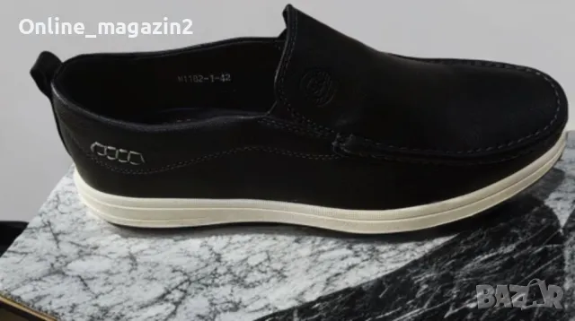 Мъжки елегантни кожени обувки без връзки, снимка 1