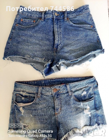 2 бр къси дънкови панталони, снимка 2 - Къси панталони и бермуди - 36089658