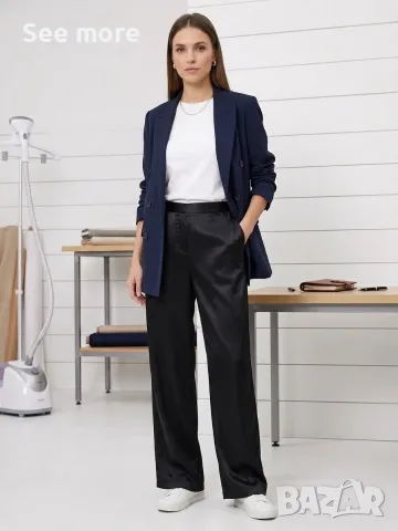 Massimo Dutti Дамски черен сатенен панталон L