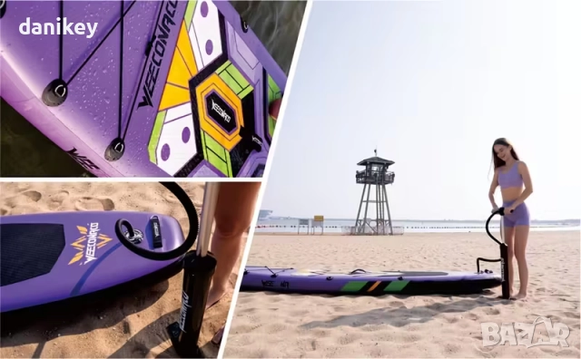 Нов падълборд 320 x 82 x 15,5 см до 170 кг с включено оборудване, снимка 3 - Водни спортове - 52639389