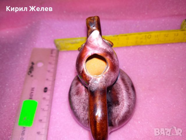 КЕРАМИЧНО БЪРДУЧЕ СВИРКА РЪЧНА МАЙСТОРСКА ИЗРАБОТКА ТРАДИЦИОНЕН ЕТНО СУВЕНИР ГЛЕДЖОСАНА ГЛИНА 42851, снимка 8 - Декорация за дома - 44297403