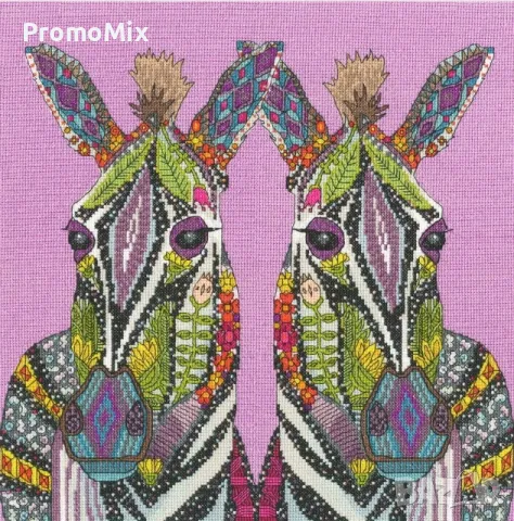 Гоблен Bothy Threads Jeweled Zebras XSTU6 Sharon Turner творчески Комплект за бродерия Зебри мулине, снимка 2 - Гоблени - 47713638