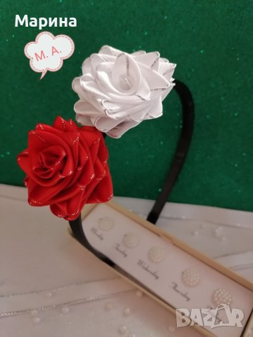Аксесоари за коса ''Бяла и червена роза'', снимка 2 - Аксесоари за коса - 44457894