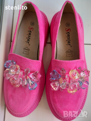 Розови мокасини с цветни камъни 39, снимка 4 - Дамски ежедневни обувки - 44841382