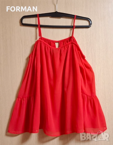 Червена риза с отворени рамене, снимка 7 - Ризи - 47958448