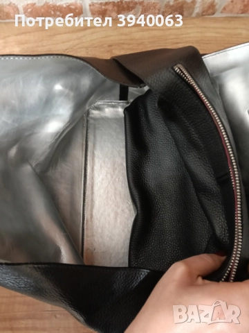 Дамска чанта черна от естествена кожа, снимка 7 - Чанти - 52514680