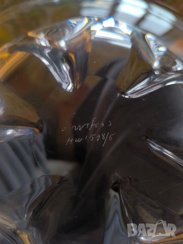 винтидж ар деко стъклена фруктиера orrefors надписана ръчна изработка, снимка 4 - Антикварни и старинни предмети - 53405992