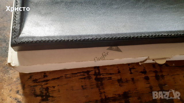 поставка за химикалка за бюро Лауфер Läufer Германия естествена кожа, цвят черен, ръчна изработка, снимка 2 - Други ценни предмети - 36325167