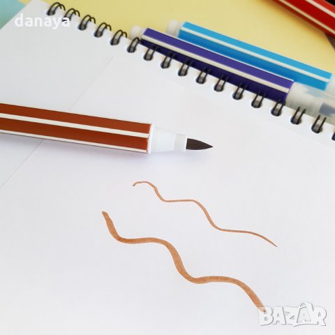 2398 Комплект флумастери с печати тип четка, 12 броя, снимка 5 - Ученически пособия, канцеларски материали - 33981111