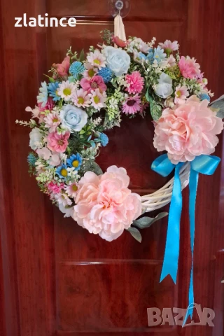 Ръчно изработен пролетен венец 
