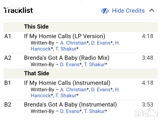 2Pac ‎– If My Homie Calls / Brenda's Got A Baby Maxi Single 12 Издание 🇺🇸 USA 1992г Стил:Hip Hop G, снимка 3 - Грамофонни плочи - 52666789