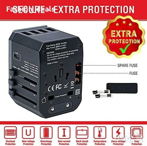 Нов Мултифункционален Адаптер За Пътуване: UK, USA, Азия, ЕС, AU/CN + 5 USB, снимка 6 - Друга електроника - 42689813