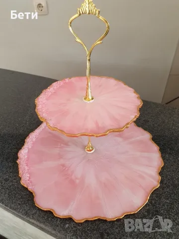 Поднос за сладки на 3 етажа и подложки за чаши, снимка 17 - Прибори за хранене, готвене и сервиране - 34827361