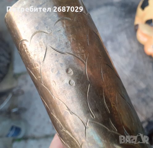 Ваза, метал, месинг бронз или мед, войнишко творчество